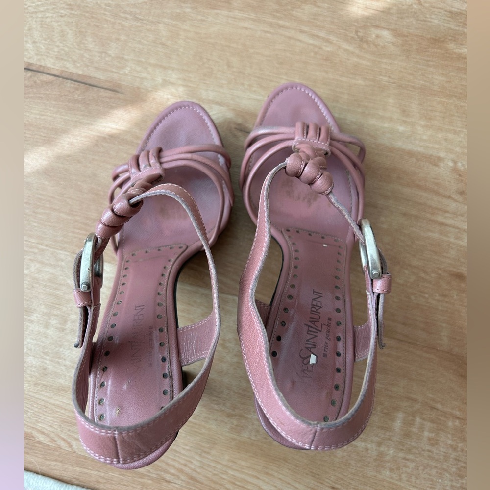 Yves Saint Laurent Vintage Merida 90 Women Strap Heel Sandals Pink - Picture 7 of 11